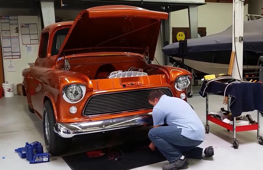 Dave Toole working on 1956 Chevrolet Truck